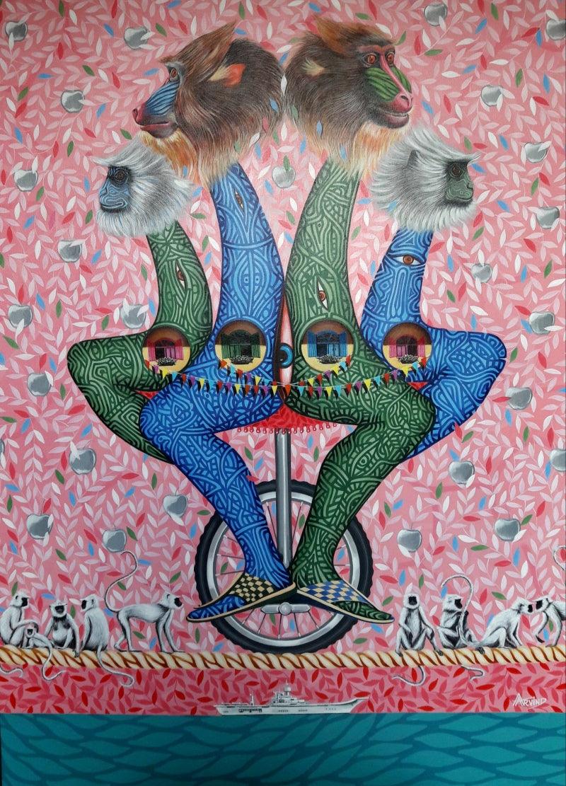 contemporary acrylic painting titled 'Untitled 7', 48x36 inches, by artist Arvind Dubey on Canvas