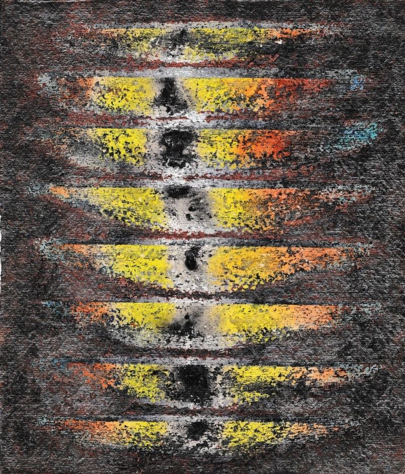 Abstract mixed media painting titled 'Untitled 7', 10x8 inches, by artist Rupesh Pawar on Paper