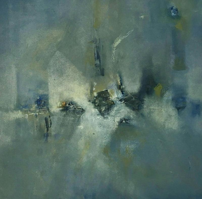 Abstract oil painting titled 'Untitled 7', 24x24 inches, by artist Manoj Kajbale on Paper