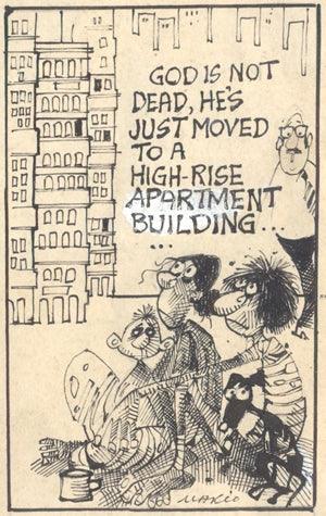 Figurative pen ink drawing titled 'Untitled 72', 5x3 inches, by artist Mario Miranda on Paper