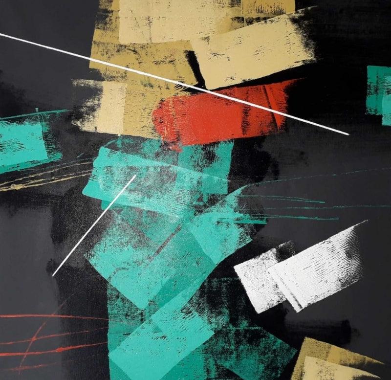 Abstract oil painting titled 'Untitled 76', 24x24 inches, by artist Sudhir Talmale on Canvas