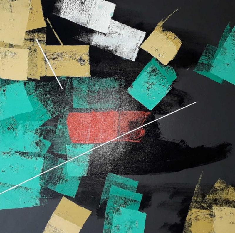 Abstract oil painting titled 'Untitled 77', 24x24 inches, by artist Sudhir Talmale on Canvas