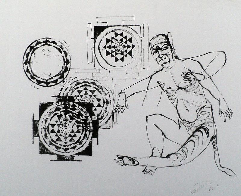 contemporary ink drawing titled 'Untitled 78', 20x25 inches, by artist Abhishek Chourasia on Paper