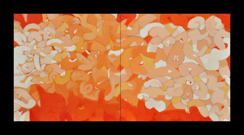 Abstract oil painting titled 'Untitled 8', 24x48 inches, by artist Yogesh Murkute on Canvas