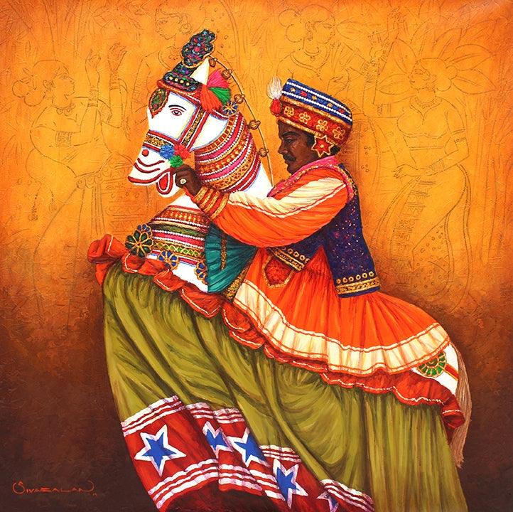 Figurative oil painting titled 'Untitled 8', 24x24 inches, by artist Siva Balan on Canvas