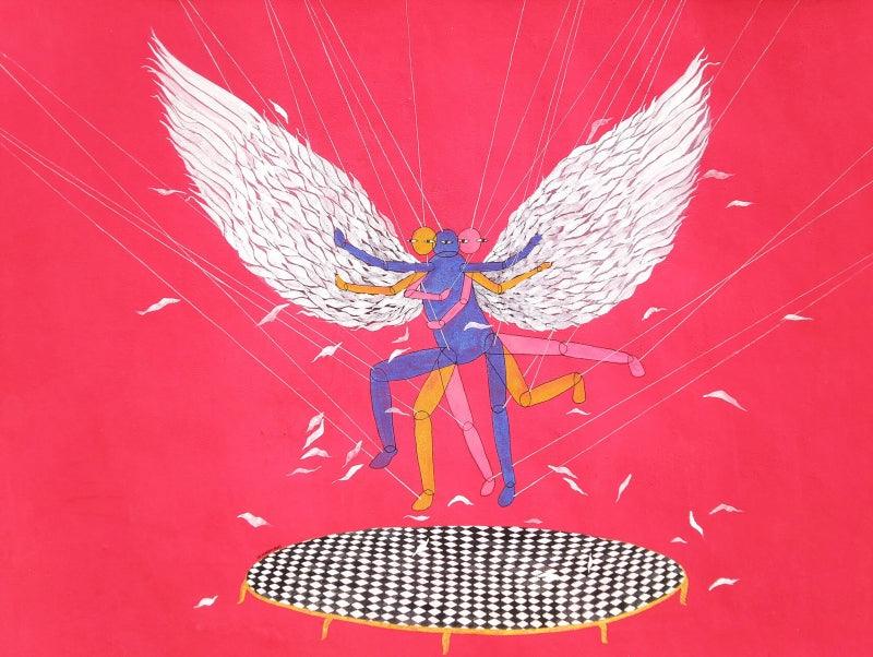 contemporary mixed media painting titled 'Untitled 8', 21x28 inches, by artist Devidas Agase on Paper