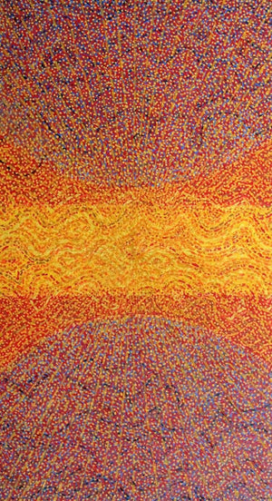 Untitled 8 (Golden Horizon) by Amit Kshirsagar, Original Oil Abstract Painting on Canvas, Large Vertical Wall Art