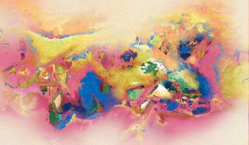 Abstract mixed media painting titled 'Untitled 8', 36x60 inches, by artist Sunil Balkawade on Canvas