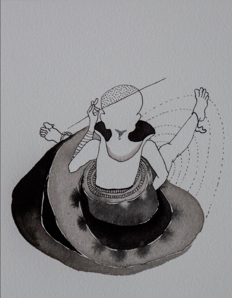 contemporary ink drawing titled 'Untitled 8', 5x5 inches, by artist Hema Mhatre on Paper