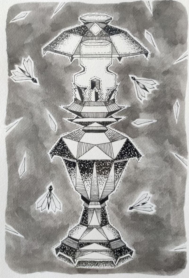 contemporary mixed media drawing titled 'Untitled 8', 12x8 inches, by artist Amol Khade on Paper