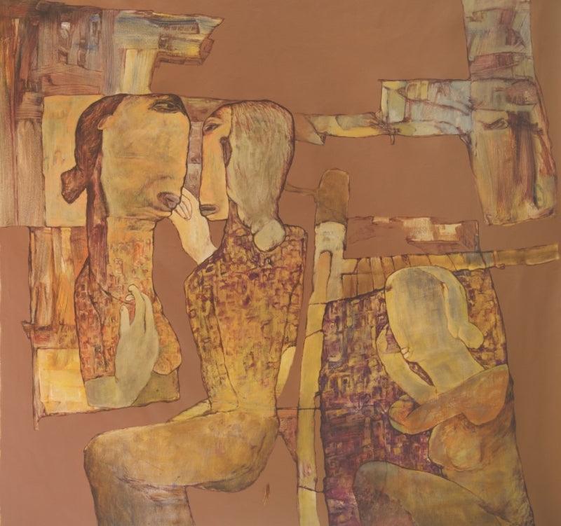 Figurative acrylic painting titled 'Untitled 8', 69x68 inches, by artist Raju Baviskar on Canvas