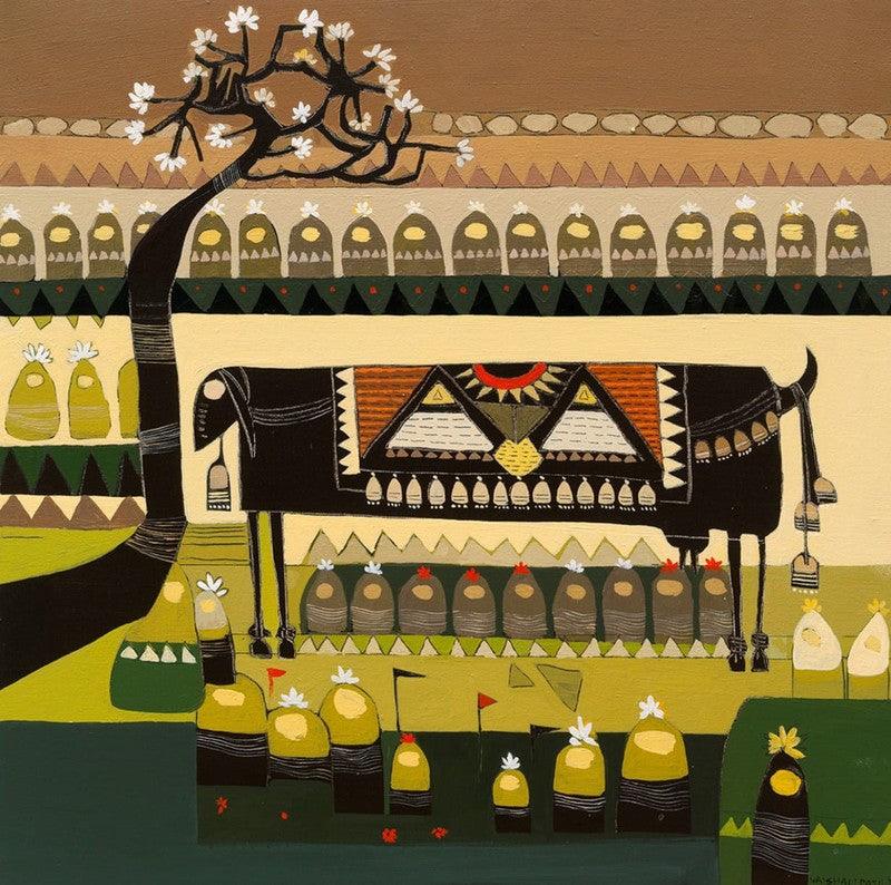 Landscape acrylic painting titled 'Untitled 8', 24x24 inches, by artist Vaishali Patil on Canvas