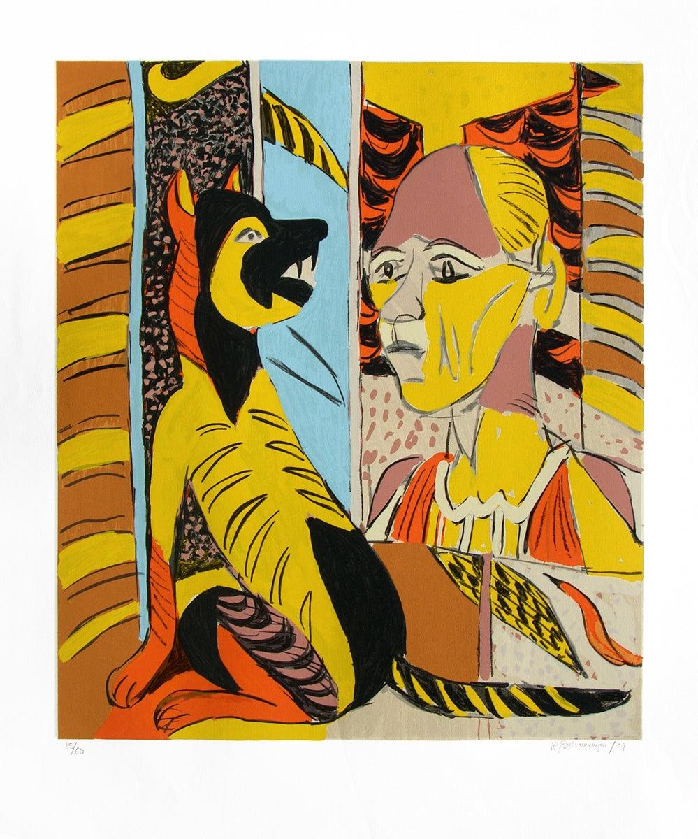 Figurative serigraphs painting titled 'Untitled 8', 36x30 inches, by artist K. G. Subramanyan on Paper