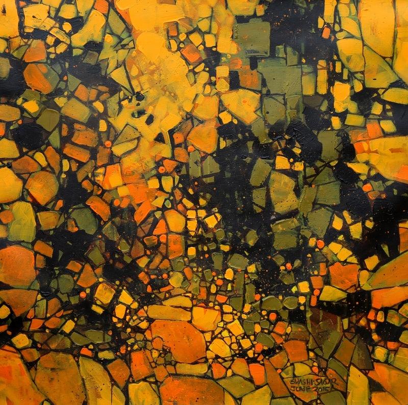 Abstract acrylic painting titled 'Untitled 8', 30x30 inches, by artist Sagar Bondre on Canvas