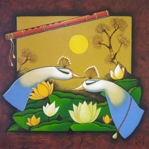 Animals acrylic painting titled 'Untitled 8', 18x18 inches, by artist Arvind R. Mahajan on Canvas