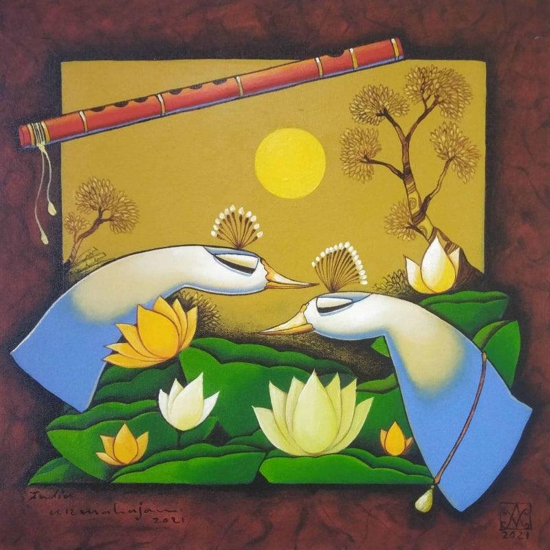 Animals acrylic painting titled 'Untitled 8', 18x18 inches, by artist Arvind R. Mahajan on Canvas