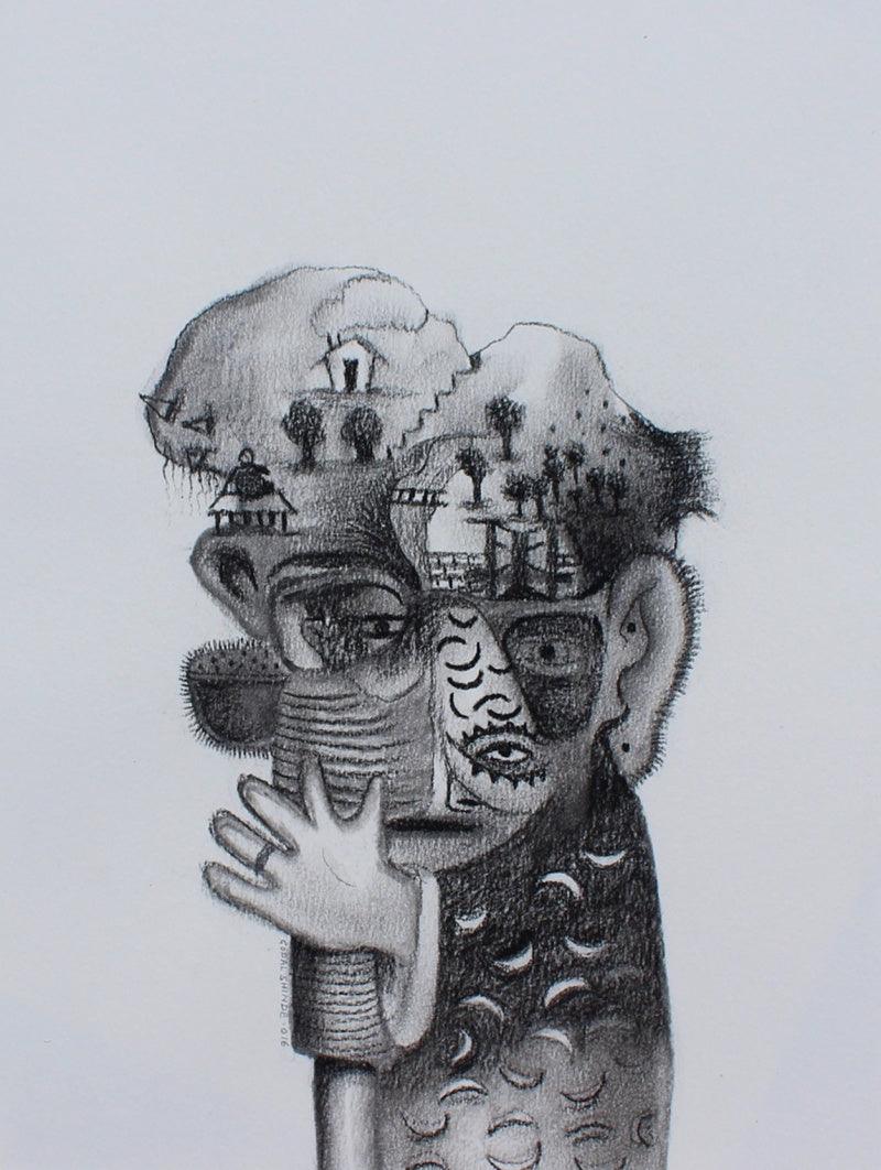 Figurative pencil drawing titled 'Untitled 8', 12x6 inches, by artist Gopal Shinde on Paper