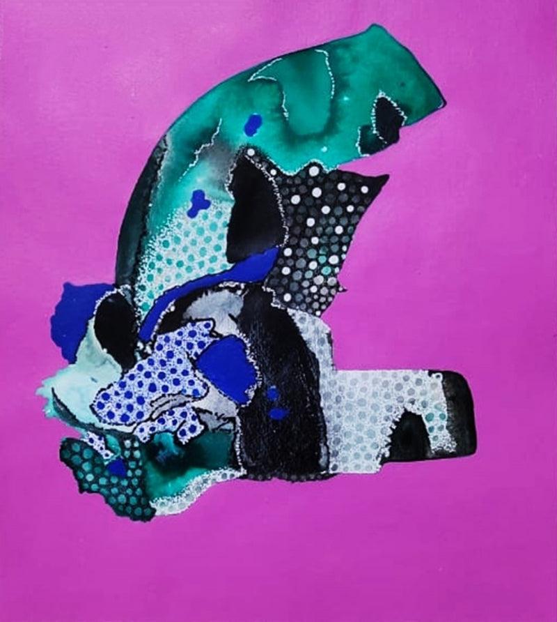 Abstract acrylic painting titled 'Untitled 8', 48x36 inches, by artist Huma Khan on Canvas