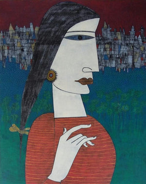 Figurative acrylic painting titled 'Untitled 8', 30x24 inches, by artist Biswajit Mondal on Canvas