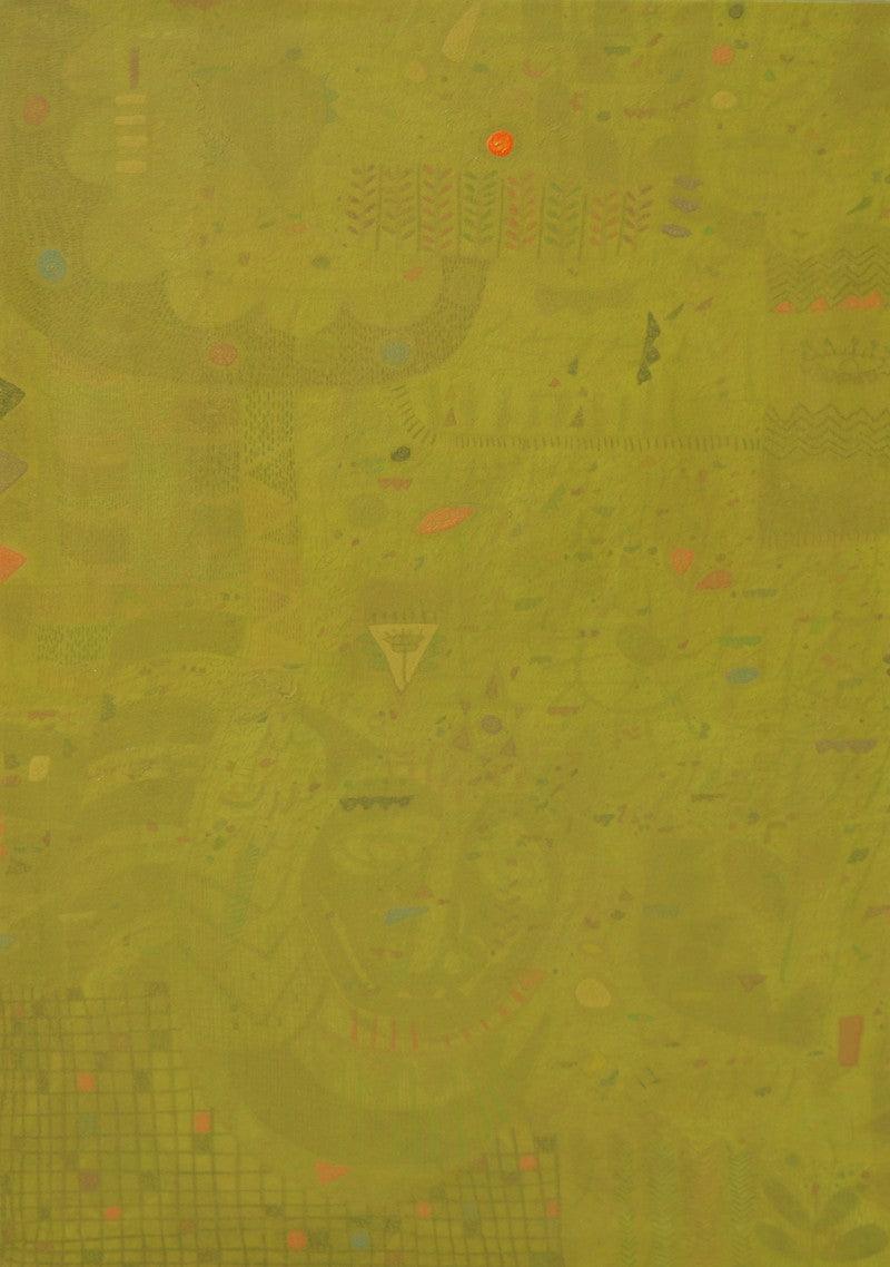 Abstract mixed media painting titled 'Untitled 8', 48x30 inches, by artist Yashvant Singh on Canvas