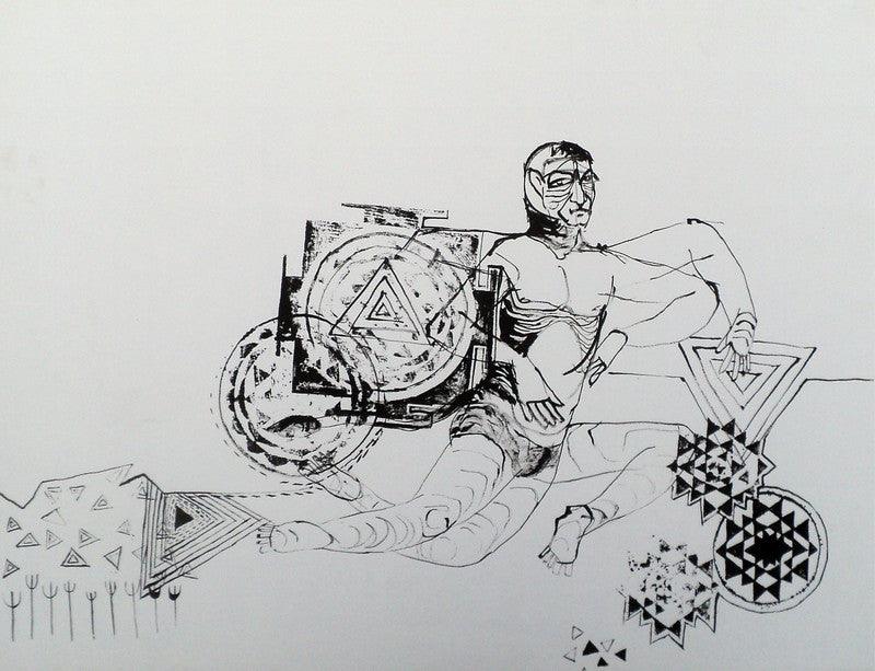 contemporary ink drawing titled 'Untitled 81', 20x25 inches, by artist Abhishek Chourasia on Paper