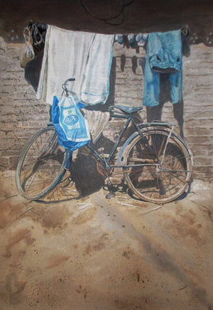 Landscape acrylic painting titled 'Untitled 9', 21x16 inches, by artist Rahul Shedbale on Paper
