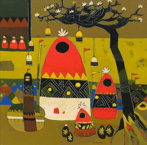 Landscape acrylic painting titled 'Untitled 9', 24x24 inches, by artist Vaishali Patil on Canvas