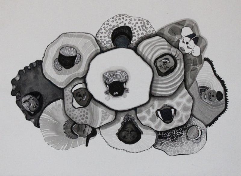 contemporary ink drawing titled 'Untitled 9', 10x14 inches, by artist Hema Mhatre on Paper