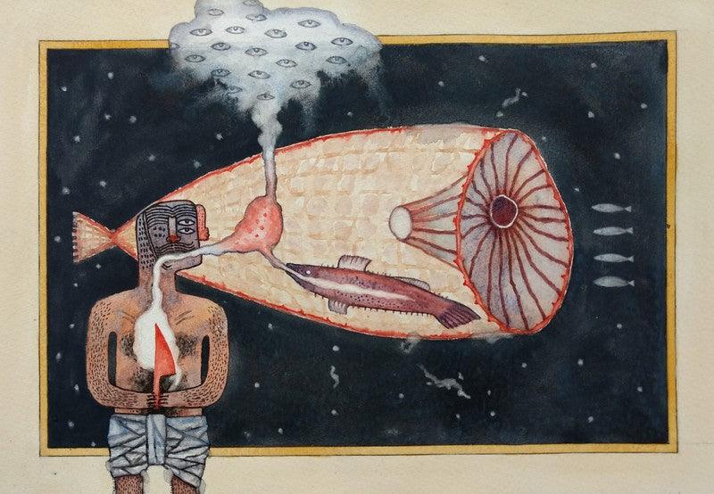 contemporary watercolor painting titled 'Untitled 9', 10x14 inches, by artist Sagar Kamble on Paper