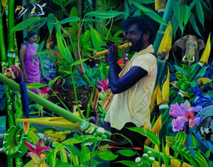 Figurative oil painting titled 'Untitled 9', 72x90 inches, by artist K G Babu on Canvas