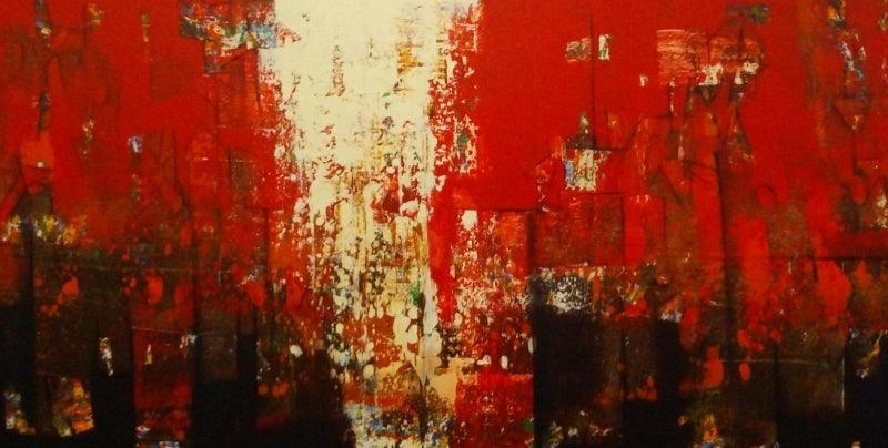 Abstract acrylic painting titled 'Untitled 9', 25x52 inches, by artist Stalin Joseph on Canvas