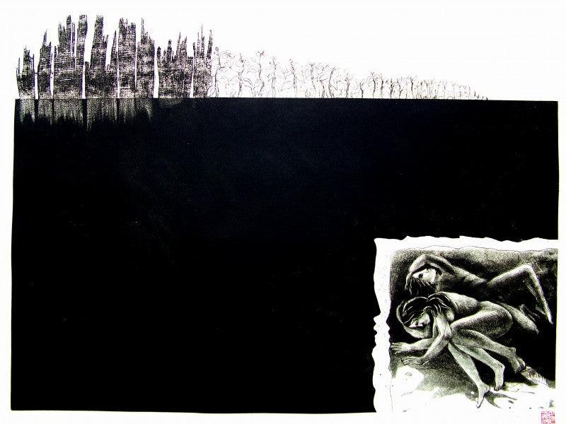 contemporary printmaking titled 'Untitled 9', 22x30 inches, by artist Rakesh Bani on Paper