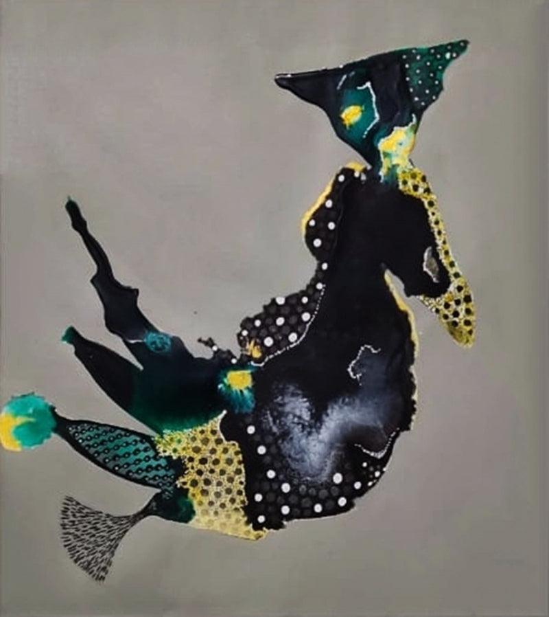 Abstract acrylic painting titled 'Untitled 9', 48x36 inches, by artist Huma Khan on Canvas