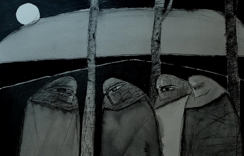 contemporary ink drawing titled 'Untitled 9', 10x12 inches, by artist Umesh Bhoi on Paper