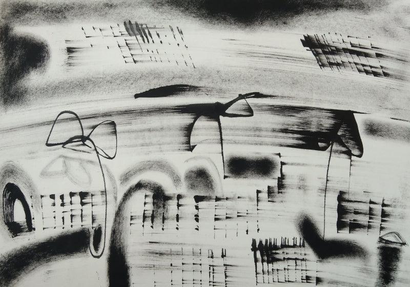 Abstract ink drawing titled 'Untitled 9', 9x12 inches, by artist Hemant Dhane on Paper