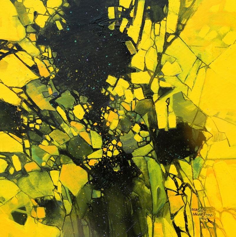 Abstract acrylic painting titled 'Untitled 9', 30x30 inches, by artist Sagar Bondre on Canvas