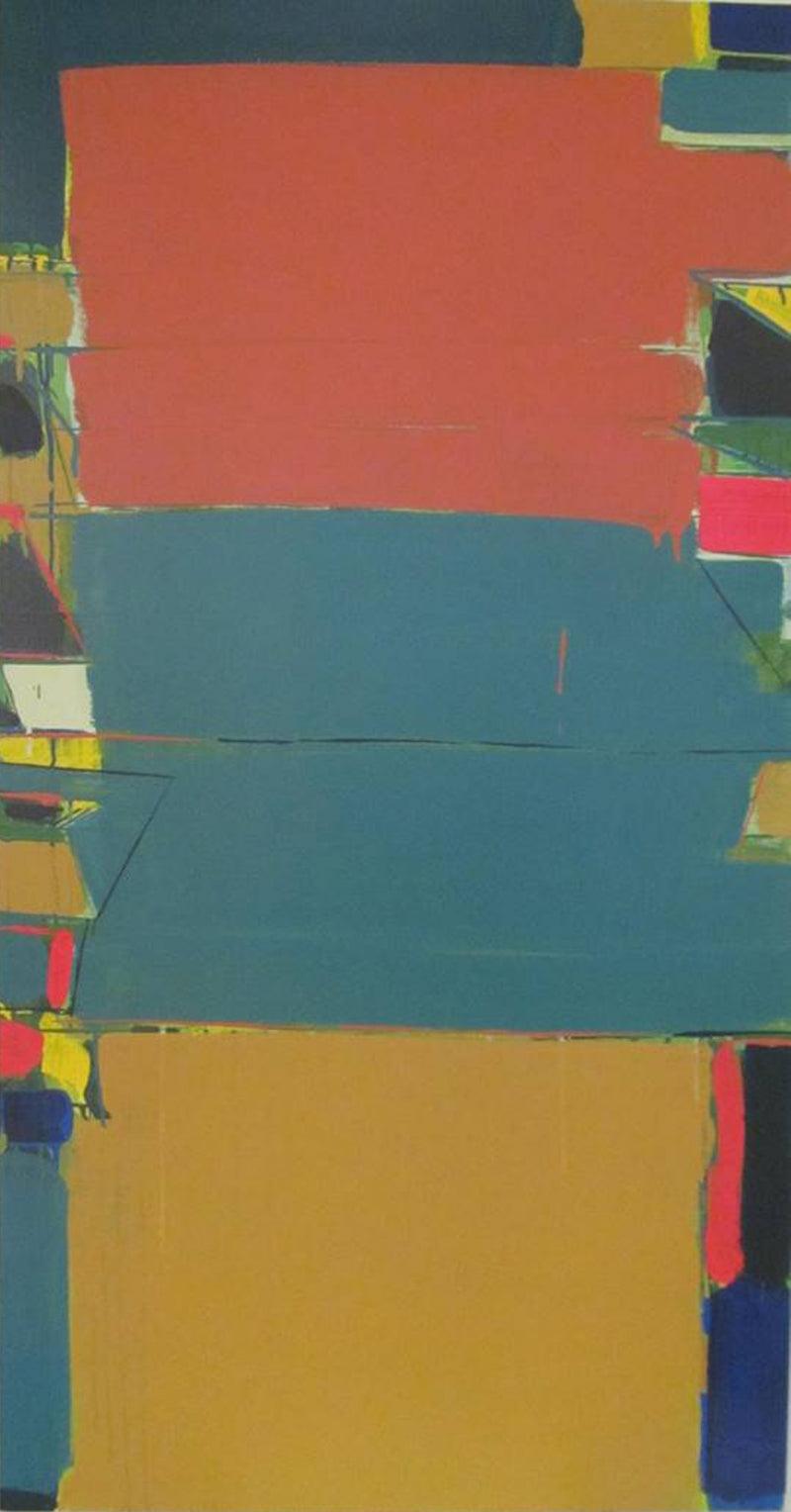 Abstract acrylic painting titled 'Untitled 9', 60x30 inches, by artist Ravindra Pawar on Canvas