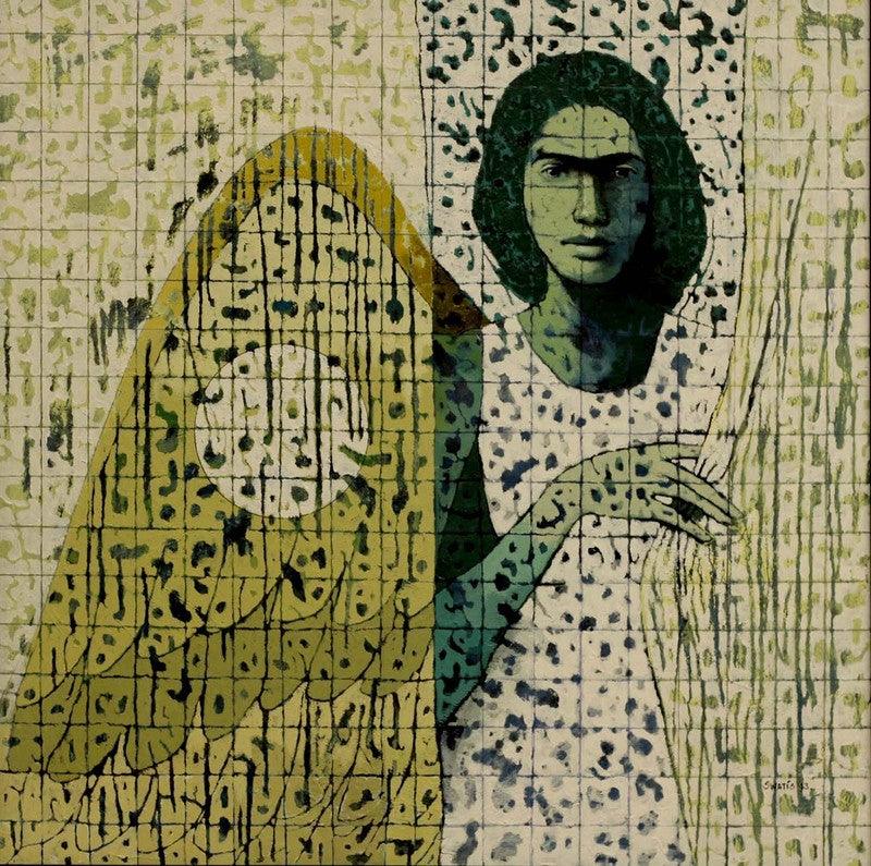 Figurative acrylic painting titled 'Untitled 9', 36x36 inches, by artist Swati Sable on Canvas