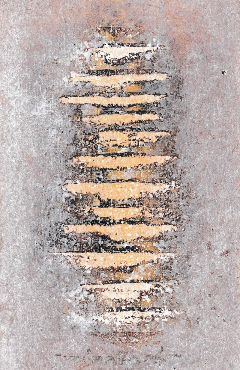 Abstract mixed media painting titled 'Untitled 9', 6x4 inches, by artist Rupesh Pawar on Paper