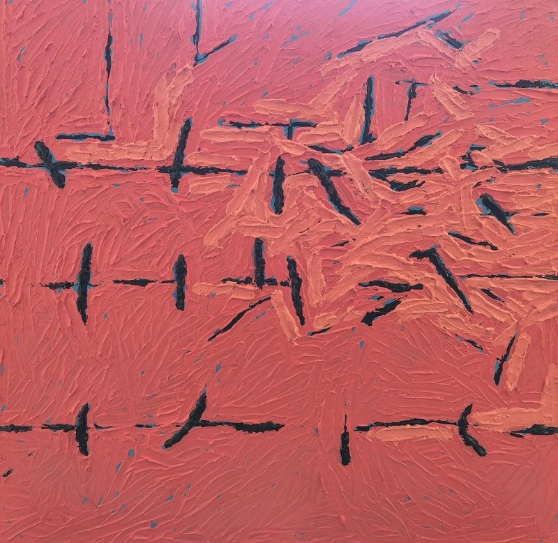 Abstract acrylic painting titled 'Untitled 9', 30x30 inches, by artist Sunny Malwatkar on Canvas