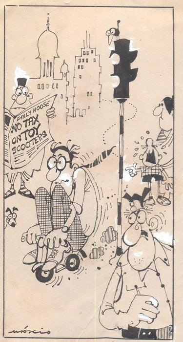 Figurative pen ink drawing titled 'Untitled 93', 6x3 inches, by artist Mario Miranda on Paper