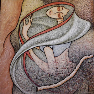 Figurative acrylic painting titled 'Untitled', 36x36 inches, by artist Sibsaday Chaudhuri on Canvas