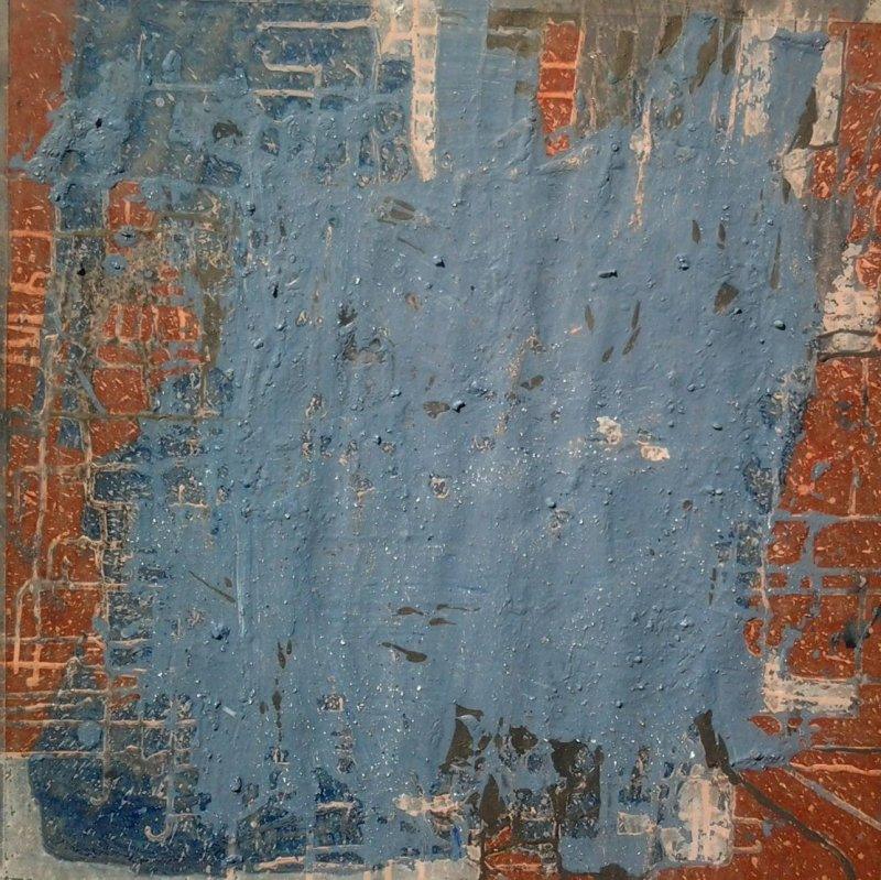 Abstract mixed media painting titled 'Untitled', 24x24 inches, by artist Kashinath Jadhav on Paper