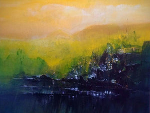 Abstract acrylic painting titled 'Untitled', 36x48 inches, by artist Dnyaneshwar Dhavale on canvas