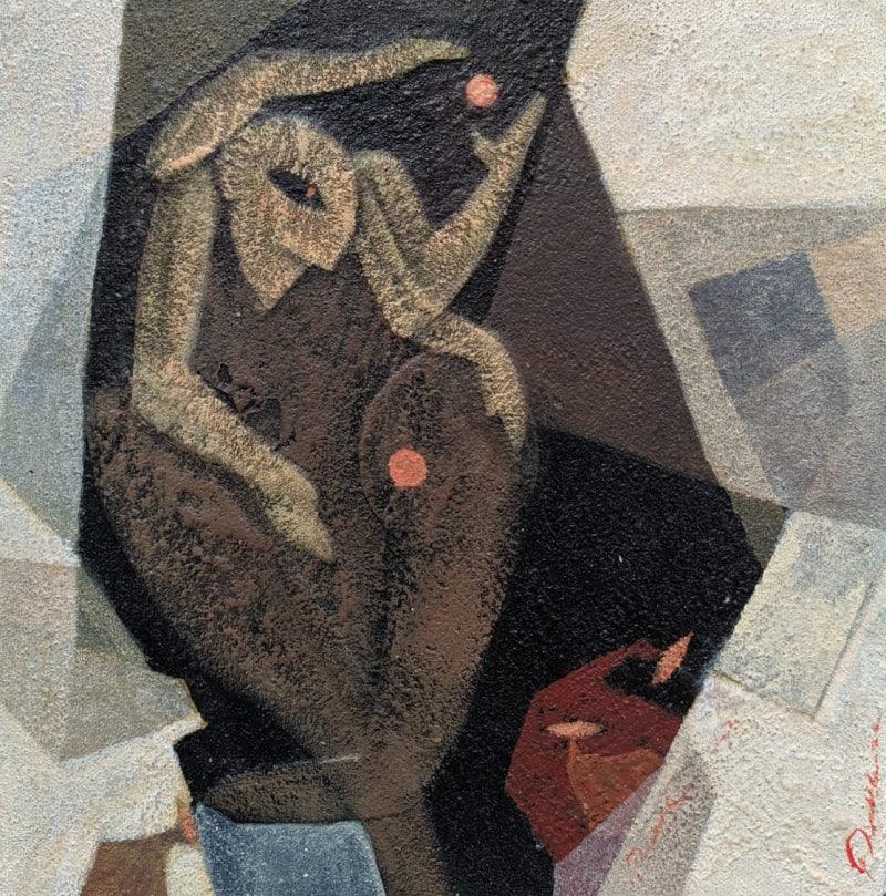 contemporary mixed media painting titled 'Untitled', 10x10 inches, by artist Pratik Risbud on Canvas