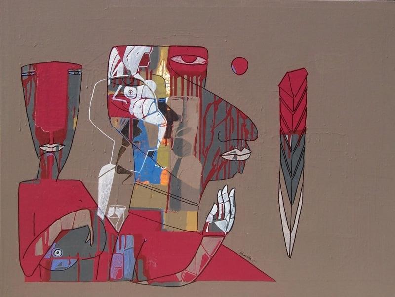 Figurative acrylic painting titled 'Untitled', 30x40 inches, by artist Shambhu Prasad Reddy Kolli on Canvas