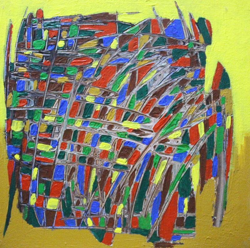 Abstract acrylic painting titled 'Untitled', 12x12 inches, by artist Rama Krishna V on Canvas