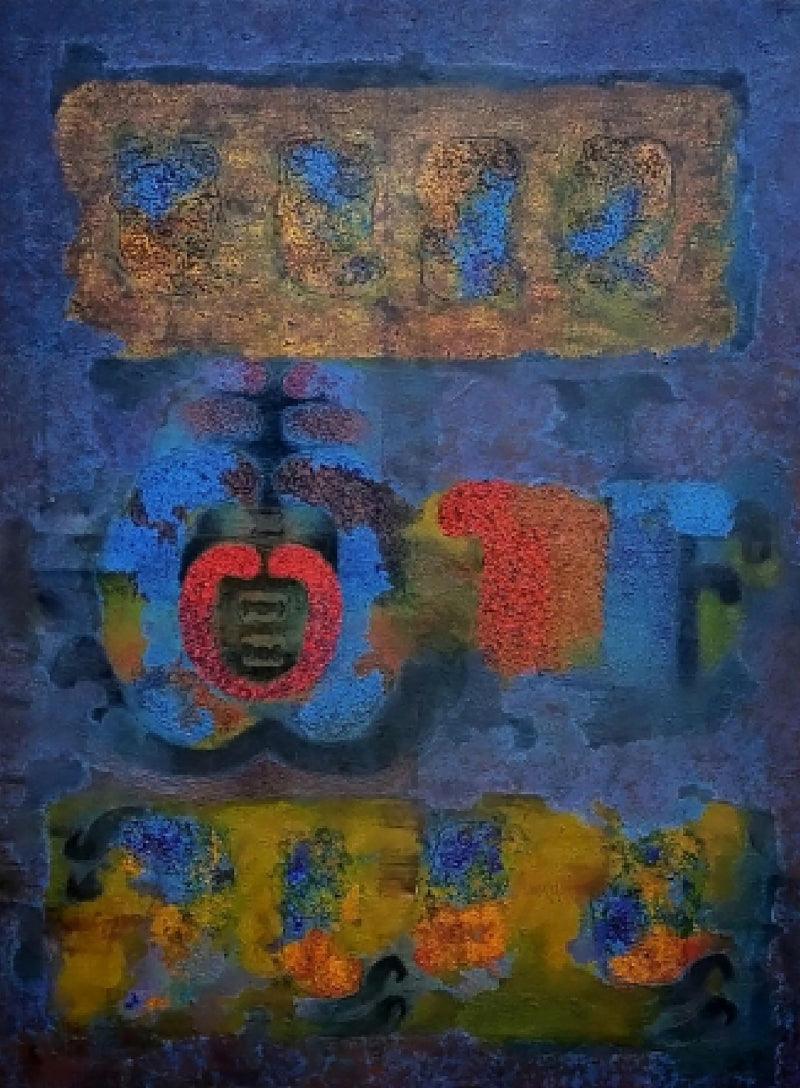 contemporary mixed media painting titled 'Untitled', 48x36 inches, by artist Rahul Pawar on Canvas