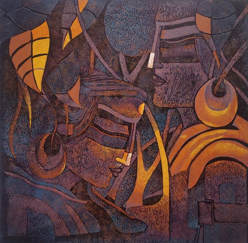 Religious printmaking titled 'Untitled', 12x12 inches, by artist Shankar Zunjarrao on Paper