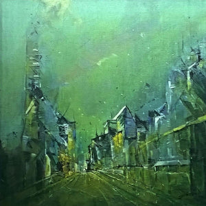 Abstract acrylic painting titled 'Untitled', 24x36 inches, by artist Dnyaneshwar Dhavale on canvas